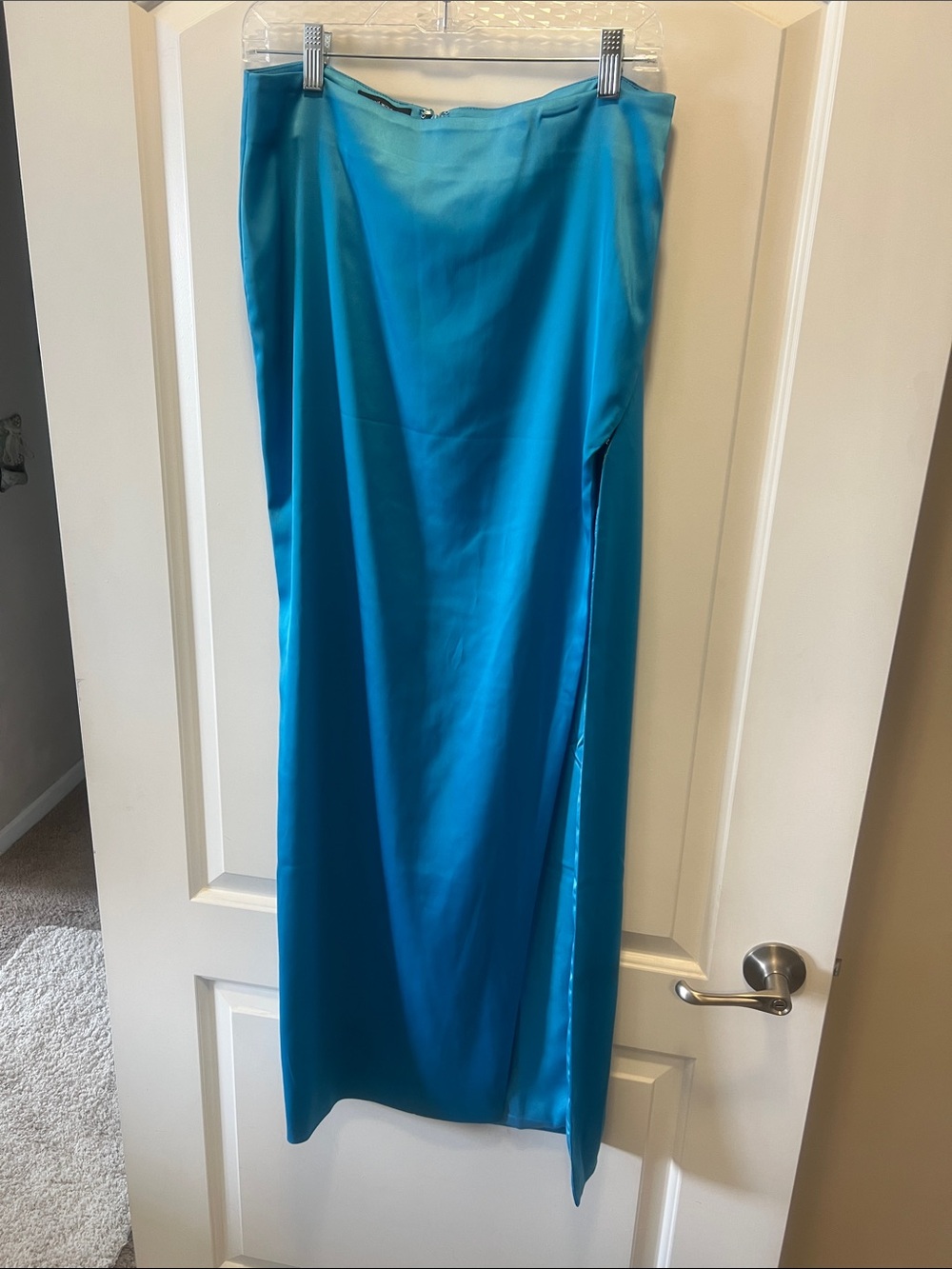 naked wardrobe turquoise satin skirt